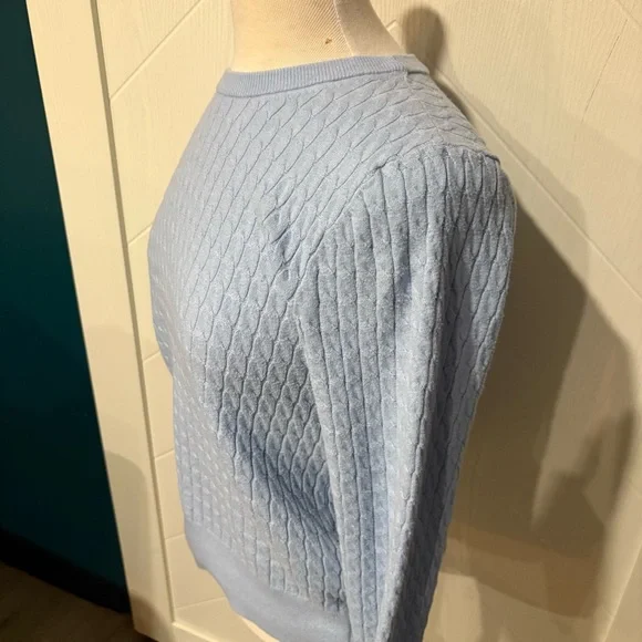 Old Navy sosoft lite blue size L blue cable knit crew neck sweater preppy casual - Picture 3 of 6